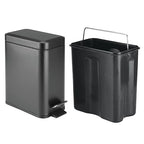 mDesign Small Modern 1.3 Gallon Rectangle Metal Lidded Step Trash Can, Compact - Image 5