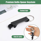 100 Pack Bottle Opener Keychain Bulk Black Metal Pocket Can Opener Key Chain - Image 3