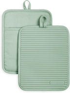 KitchenAid Ribbed Soft Silicone Pot Holder 2-Pack Set, Pistachio Green - Image 2