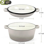 P&P CHEF 5Qt Dutch Oven Pot for Bread Baking, 2 In 1 Round Cast Iron Dutch Oven - Image 2