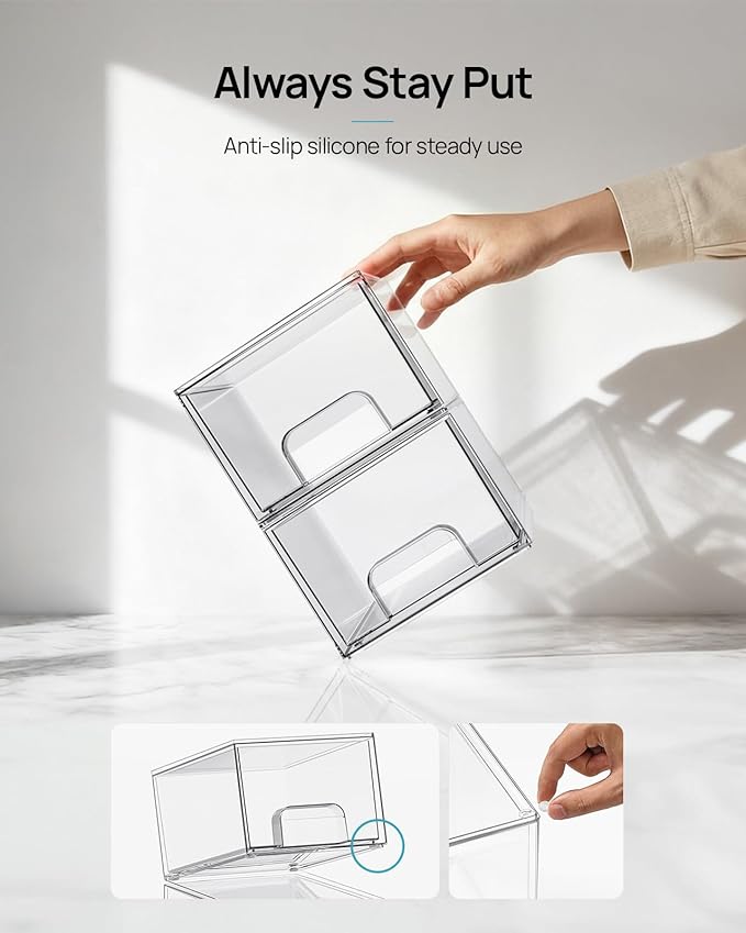 Vtopmart 10 Pack Small Clear Stackable Storage Drawers, Acrylic Bathroom Makeup - Image 6