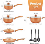 M MELENTA Pots and Pans Set Ultra Nonstick, Pre-Installed 11pcs Cookware Set - Image 2