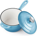 Homikit Small Cast Iron Pot, 1 QT Enameled Cast Iron Sauce Pan by Homikit