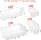 25 PCS Plastic Drawer Organizer Set, 4-size Clear Bathroom and Vanity Desk - Image 5