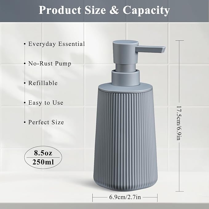 Gray Hand Soap Dispenser with No Rust Pump - Image 6