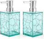 2 Pack Clear Teal Blue Rust Proof Soap Dispenser, Acrylic Plastic Hand Soap by KellyHome