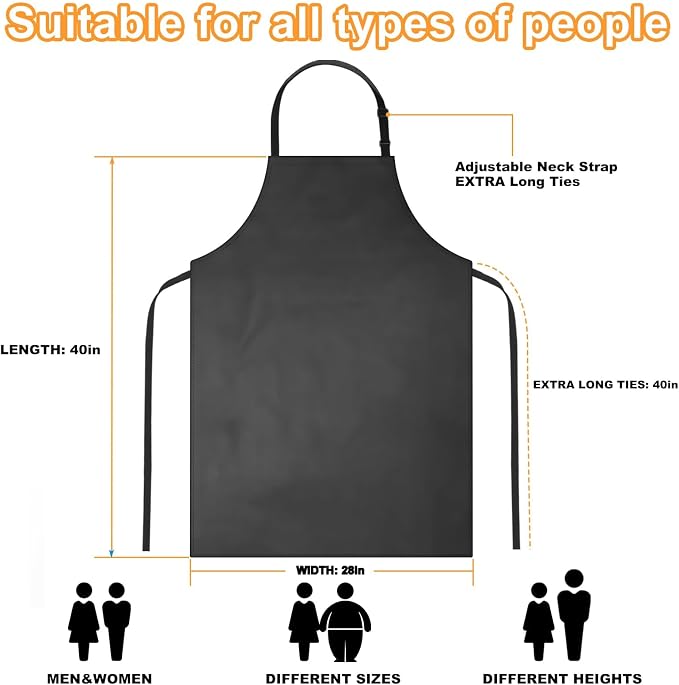 Gotega Waterproof Rubber Vinyl Apron Adjustable Dishwasher Apron - Image 2