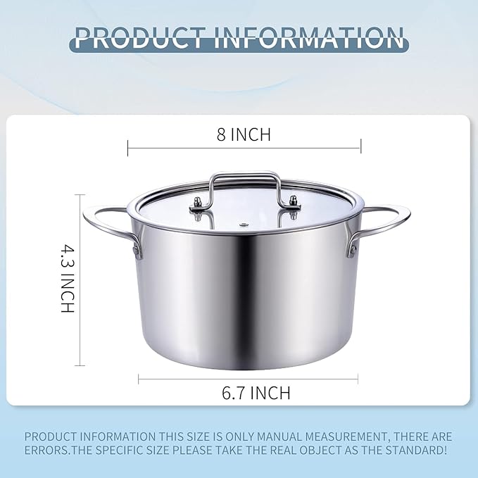 LOLYKITCH Tri-Ply 3 Quarts Stainless Steel Induction Cooking Pot, Small Stock - Image 7
