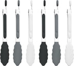 7-Inch Silicone Tongs Pack of 6, Small Stainless Steel Tongs by DAILYKISN
