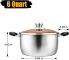 P&P CHEF 6 Qt Stockpot with Lid, Stainless Steel Cooking Stock Pot - Image 2