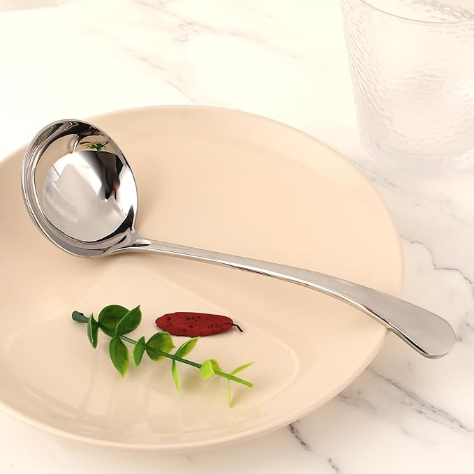 7.9 Inch Silver Small Gravy Soup Ladle Small Ladle Gravy Ladles 18/10 Stainless - Image 3