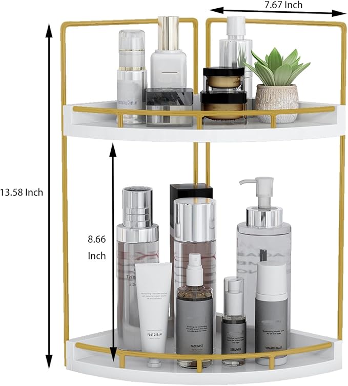 Dorhors 2-Tier Bathroom Counter Organizer, Vanity Counter Corner Shelf - Image 3