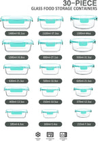 30 Pieces Glass Food Storage Containers - Image 2