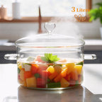 3 L Glass Cooking Pot with Lid, Glass Simmer Pot, Save Energy, Heat Resistant - Image 2