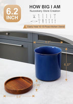 Nucookery 360°Rotating Utensil Holder, 7.2" Large Utensil Crock, Farmhouse - Image 2