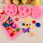 Silicone Mold Flower 8pcs Chocolate Fondant Polymer Clay Candy Gummy Mold,Rose Leaf Butterfly Bee Honey Shaped Silicone Molds for DIY Cake Cupcake Decor Craft - Image 6