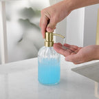 Gold Refillable Glass Kitchen Soap Dispenser, 16oz Bathroom Soap Dispenser - Image 3