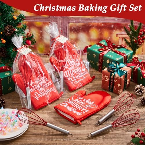 LemonRoad 12 Sets Christmas Whisk Baking Gift Set, Exquisite, Red - Image 4
