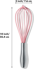 OYV 10-Inch Pink Silicone Whisk, Heat Resistant 480°F Kitchen Whisk - Image 7