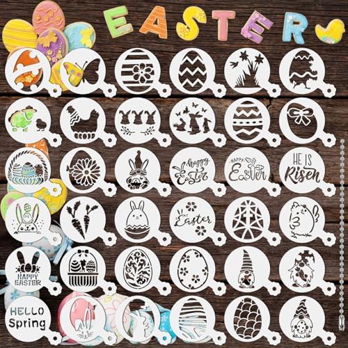 Easter Cookie Stencils 36 Reusable Egg Bunny Coffee Dessert Decor Templates by JULBEAR