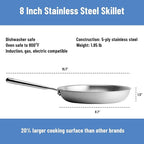 Misen 5-Ply Stainless Steel 8" Frying Pan - Image 7