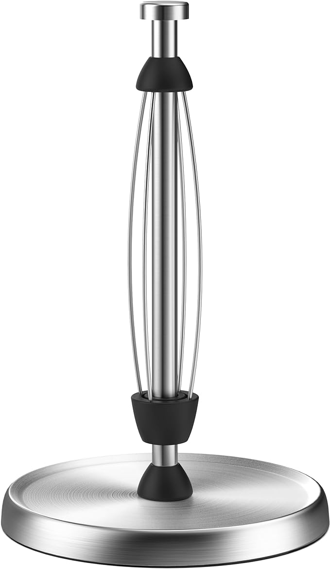 Paper Towel Holder Countertop, One-Handed Tear, Stainless Steel, Weighted Base by SWAITEE