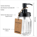 Amolliar 4 Pack Mason Jar Liquid Soap Dispensers, Rustproof Stainless Steel Lid - Image 5