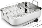 JY COOKMENT Roasting Pan with Baking Rack, 16.5 Inch Stainless Steel Turkey by JYCOOKMENT