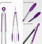 600ºF Heat Resistant Kitchen Tongs: U-Taste 9+12 inch Silicone Cooking Tong Set - Image 6