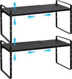 15.5 to 25.5 Inch Expandable Kitchen Cabinet Organizer Shelf, 2 Pack 30 LBS by X-cosrack