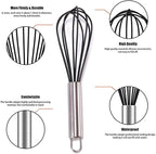 Silicone Whisk set of 3, 8+10+12in Kitchen Balloon Wire Whisks, Hand Egg Mixer - Image 3