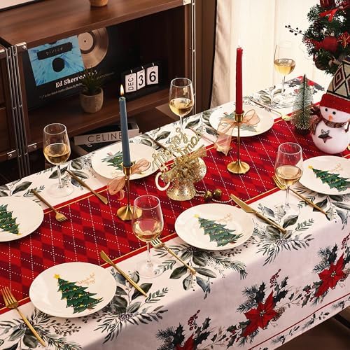 Christmas Plates Set of 6, 8 Inch Bone China Holiday Tree Dessert Appetizer Plates, Microwave & Dishwasher Safe Xmas Dinnerware Sets, Christmas Gift for Family(6pcs, 8 inch) - Image 3