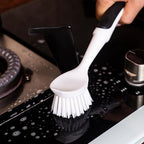 Dish Brush with Handle, Dish Scrub Brush with Built-in Scraper, Nylon Dish - Image 5