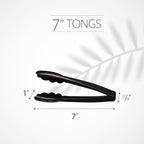Plasticpro 7.5'' Serving Tongs Heavy Duty Reusable Kitchen and BBQ Black - Image 4