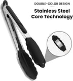 3 Pack Silicone Tongs for Cooking, Maywe Tanso 9 Inch Cooking Kitchen Tongs - Image 4