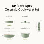 Redchef Ceramic Cookware Set, Removable Handle Pots and Pans Non-Stick - Image 9