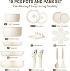 Ammeloo 18-Piece Ceramic Pots and Pans Set Non Stick, Non Toxic Cookware Set - Image 8
