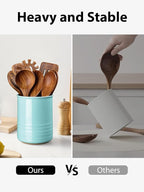 ABRUTY Utensil Holder, 6.7" Ceramic Kitchen Utensil Crock - Image 6
