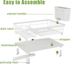 Dish Drainer Rack with Drip Tray, Sink Dish Drainer with Drainage Spout - Image 4