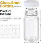 LANDNEOO 15 Pack 2 oz Glass Shot Bottles w/White Lids & 15 Labels - Image 2