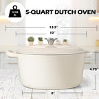 TeamFar 5Qt Dutch Oven, Enameled Cast Iron Dutch Oven - Image 2