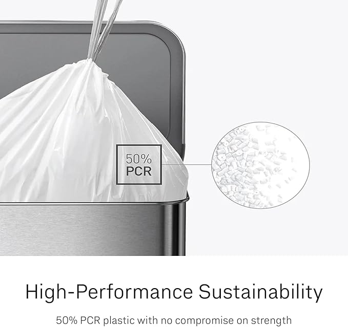 simplehuman Code Q 100 Count Custom Fit Liners, Drawstring Kitchen Trash Bags - Image 4