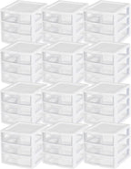 Sterilite 12-Pack Clearview 3-Drawer Cart, Small Plastic Storage Organizer by Sterilite