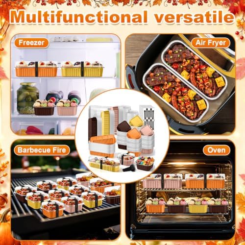 LemonRoad 120 Sets Fall Colors Mini Loaf Pan with Lids and Spoons - Image 6