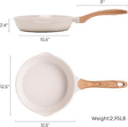 JEETEE 12.5 Inch Nonstick Frying Pan, Stone Coating Cookware, Large Omelette Pan - Image 9