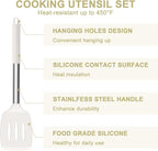 E-far Silicone Cooking Utensils Set, Slotted Turner, Soup Ladle, Pasta Server - Image 5