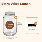 ComSaf 1 Gallon Wide Mouth Mason Jars 2 Pcs, 128 oz Glass Jars - Image 2