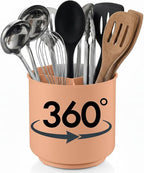 Cooler Kitchen Jumbo Rotating XL Peach Plastic Utensil Holder Caddy by CoolerKitchen