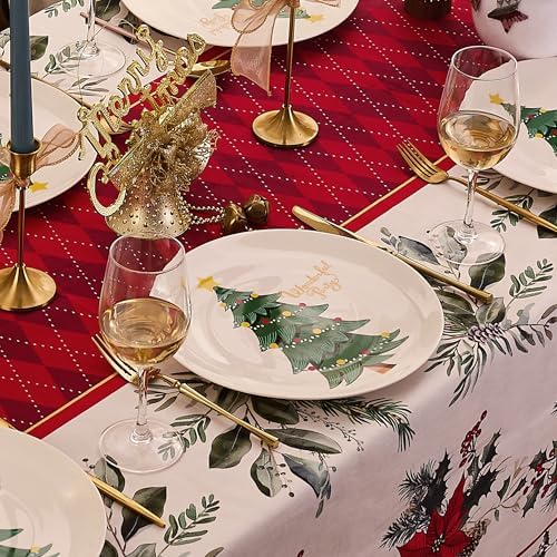 Christmas Dishes Set for 6,10 Inch Bone China Tree Dinner Plates,Xmas Table Centerpieces Porcelain Dinnerware Set (6pcs, 10 inch) - Image 3