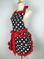 Hyzrz Cute Apron Retro Black Polka Dot Retro Ruffle Side Vintage Cooking Aprons - Image 5